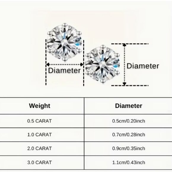 2.0 Carat Moissanite 925 Sterling Silver Stud Earrings 18k Gold Plated with Box - Picture 15 of 15